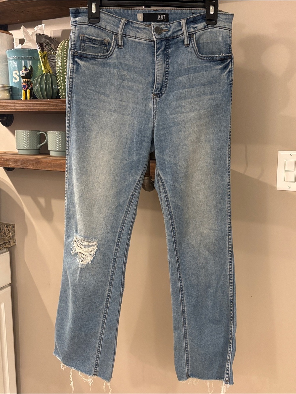 Kut from the Kloth Kelsey Fab Ab High Rise Ankle Flare Jeans Size 4 Raw Hem
